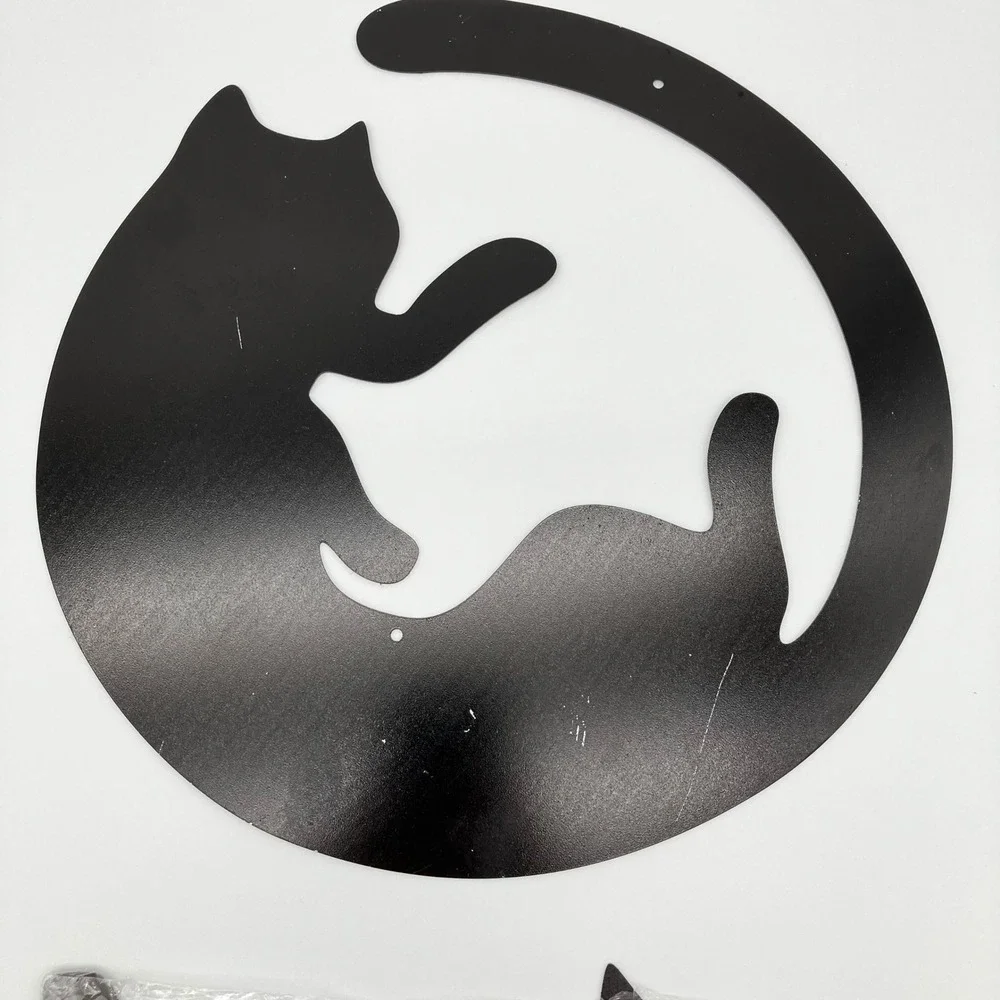 Wall Art Decor Metal Cat Silhouettes 4pc Set Black Minimalist Modern